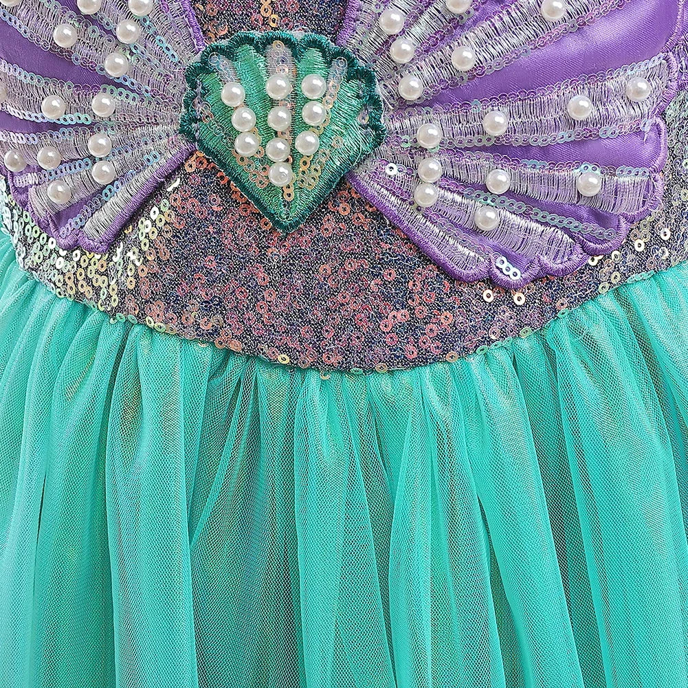 The Little Mermaid Princess Dress – Pearl & Shell Design