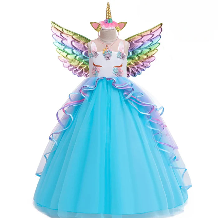 Magical Unicorn Princess Dress (with Wings & Headband)