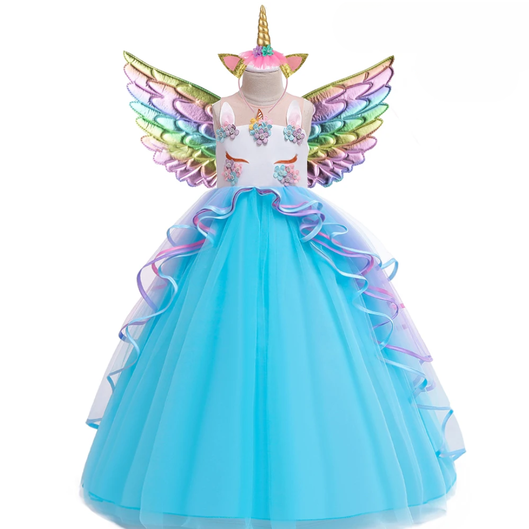 マジカルユニコーン プリンセスドレス(ウィング&ヘッドバンド付き 全3点)
