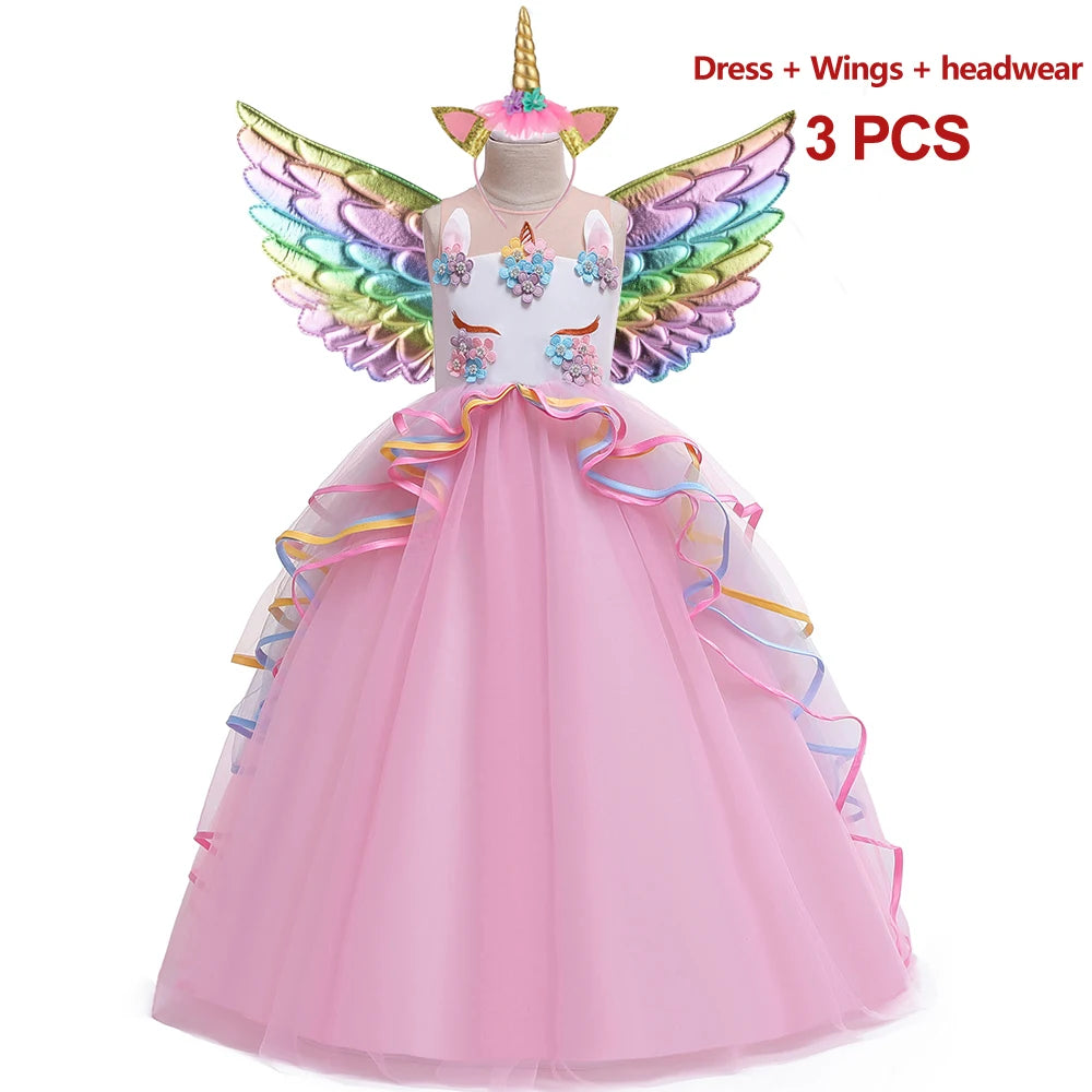 Magical Unicorn Princess Dress (with Wings & Headband)