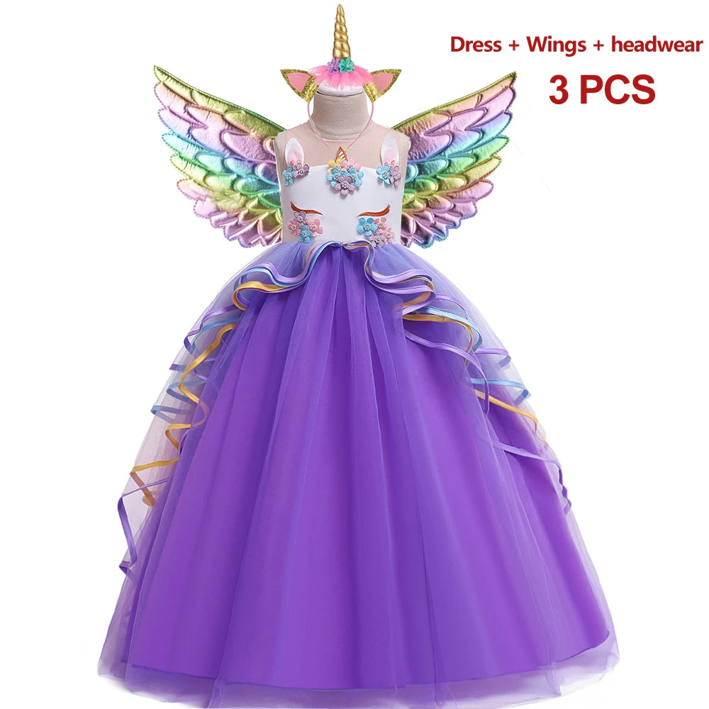 Magical Unicorn Princess Dress (with Wings & Headband)