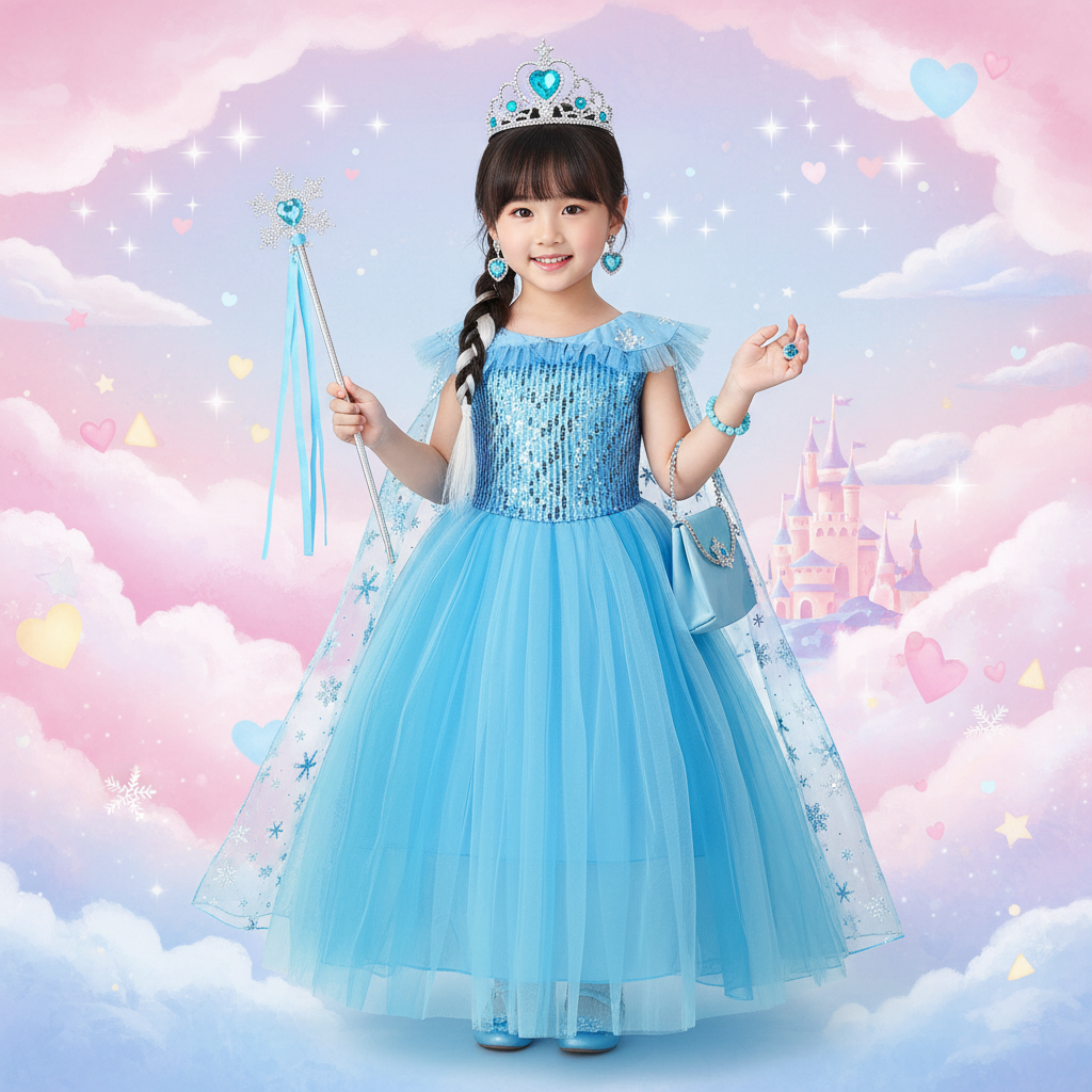Crystal Blue Snow Princess Dress