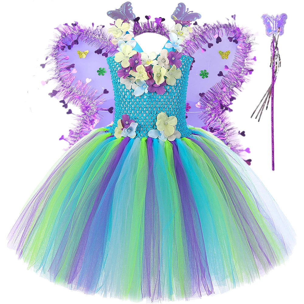 Flower Fairy Tulle Costume (with Wings & Wand)