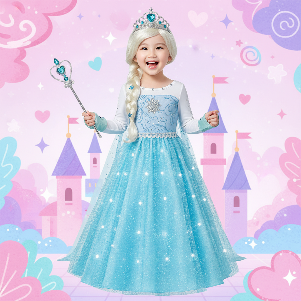 Crystal Blue Snow Princess Light Dress