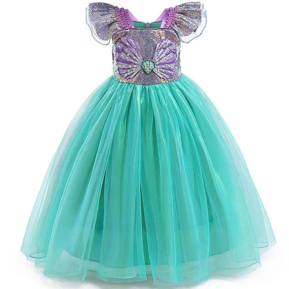 The Little Mermaid Princess Dress – Pearl & Shell Design
