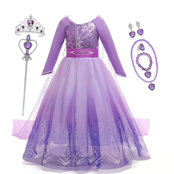 Lilac ice queen princess dress with flowing skirt by Magic Tree Kids