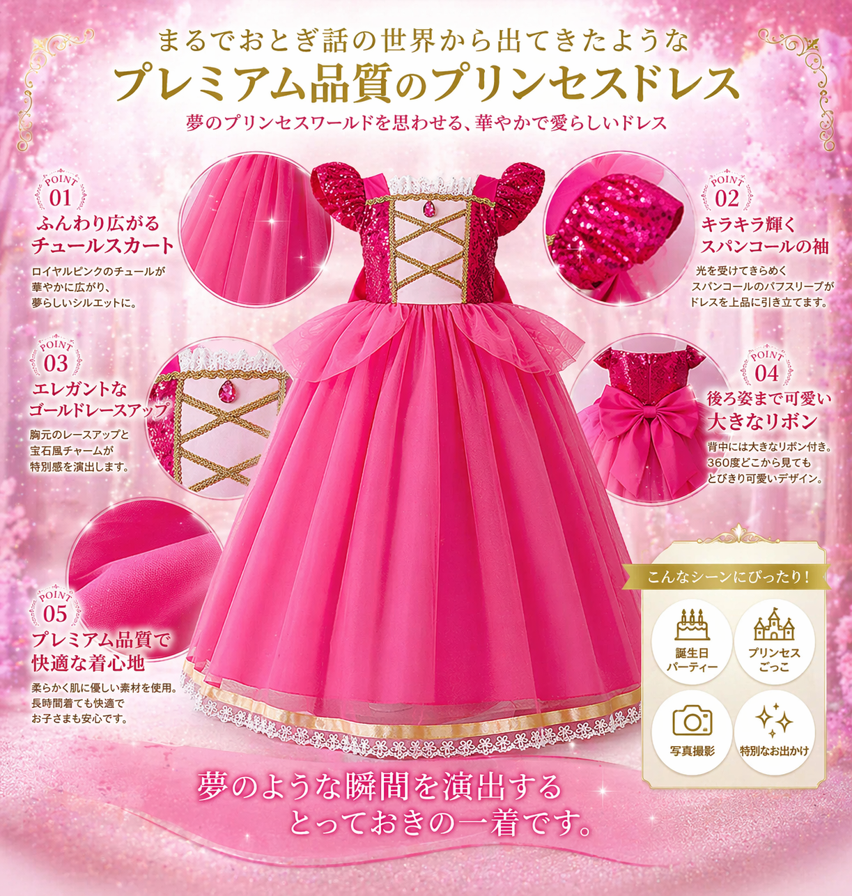 ロイヤルピンク プリンセスドレス