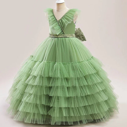 ロングプリンセス ラグジュアリー レイヤードチュールドレス