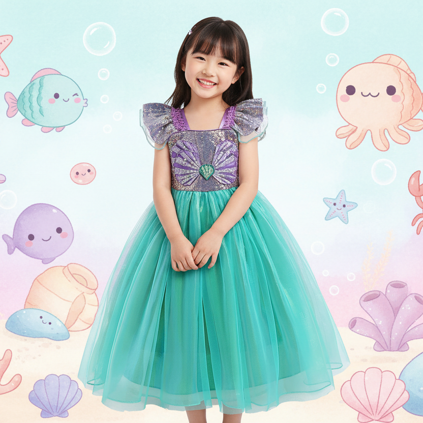 リトルマーメイド・プリンセスドレス – パール＆シェルデザイン