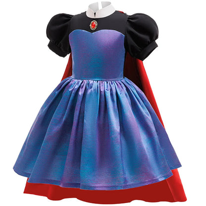 Dark queen princess dress with high collar and puff sleeves for dress-up