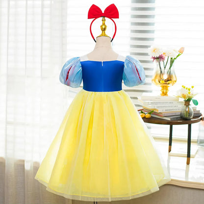 Blue and golden-yellow princess dress-up gown for birthdays and parties