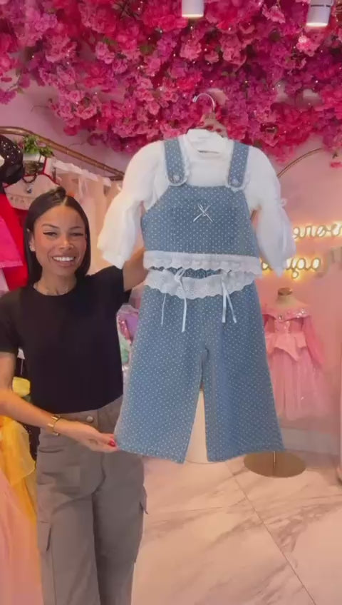 ブルーベリードット＆レース・ヴィンテージ3点セット