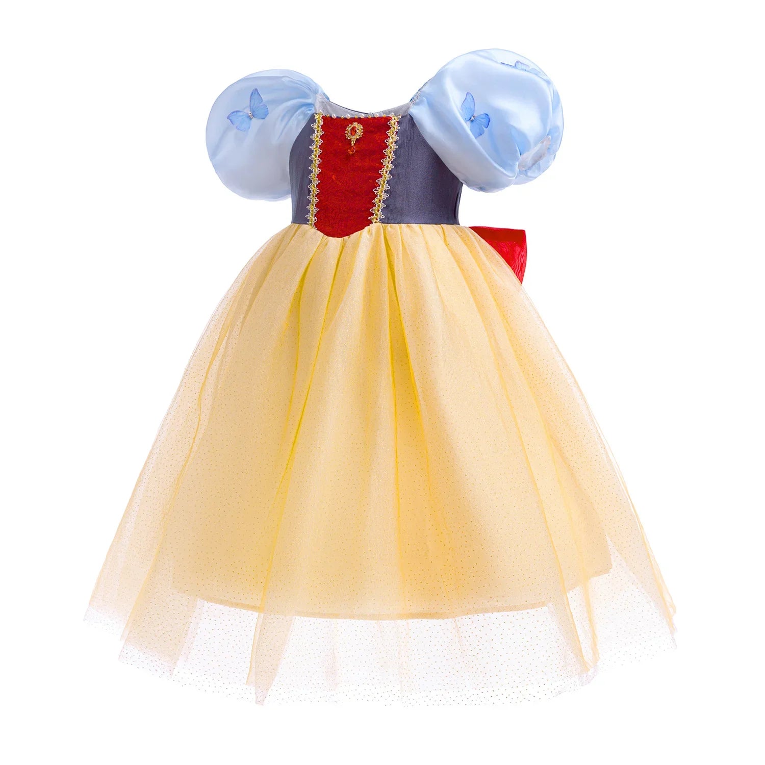 Fairytale princess dress-up gown with bow detail, front view